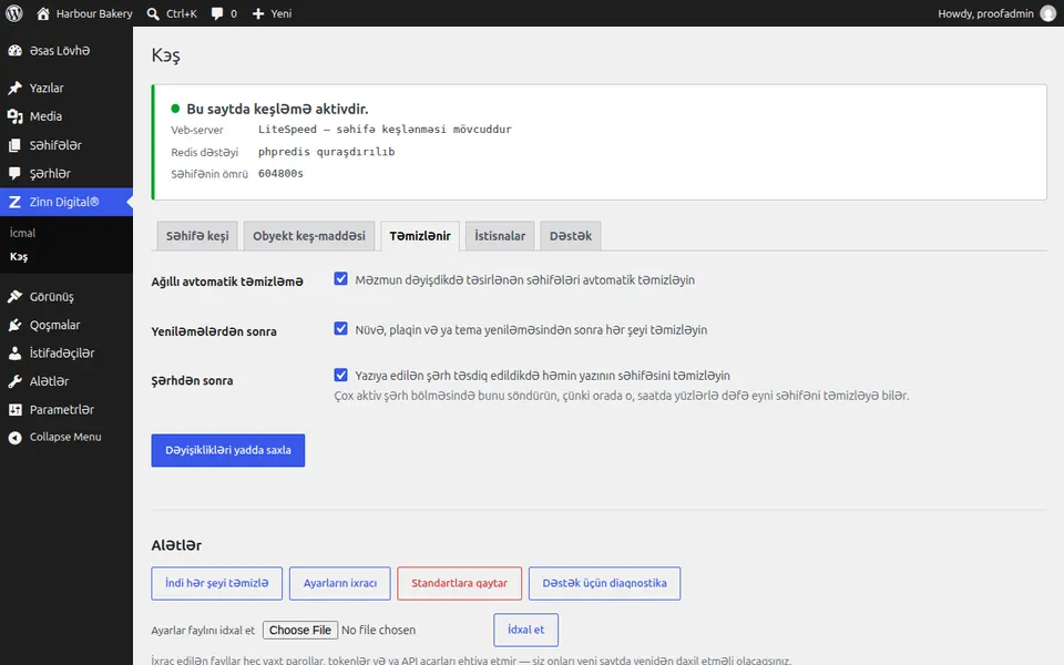 WordPress-də keş yaddaşını necə təmizləmək olar