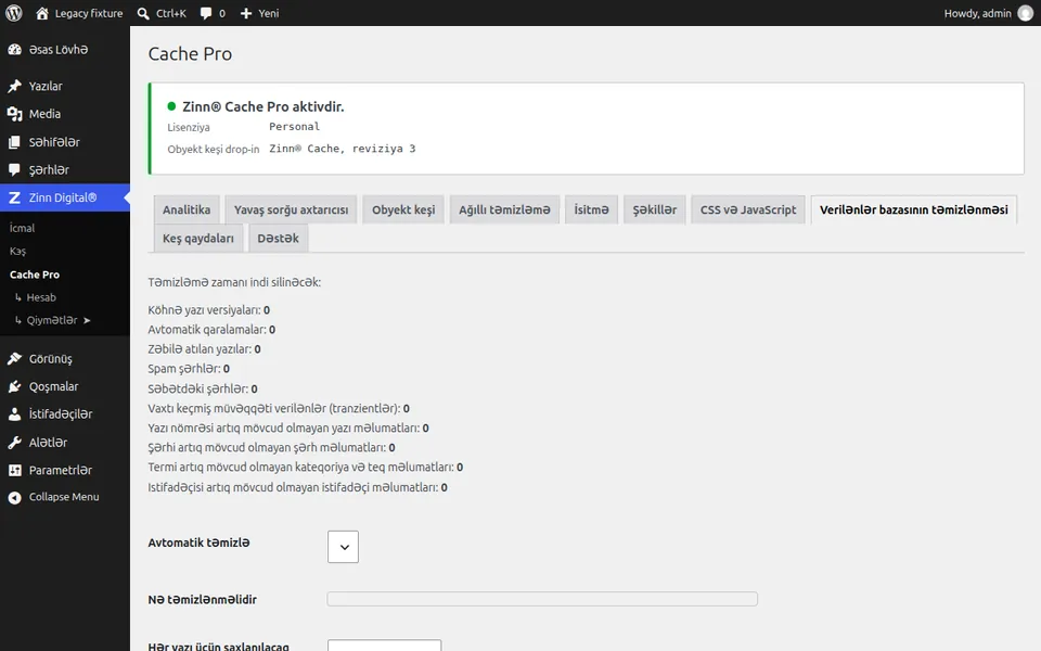 WordPress verilənlər bazasını təmizləyin