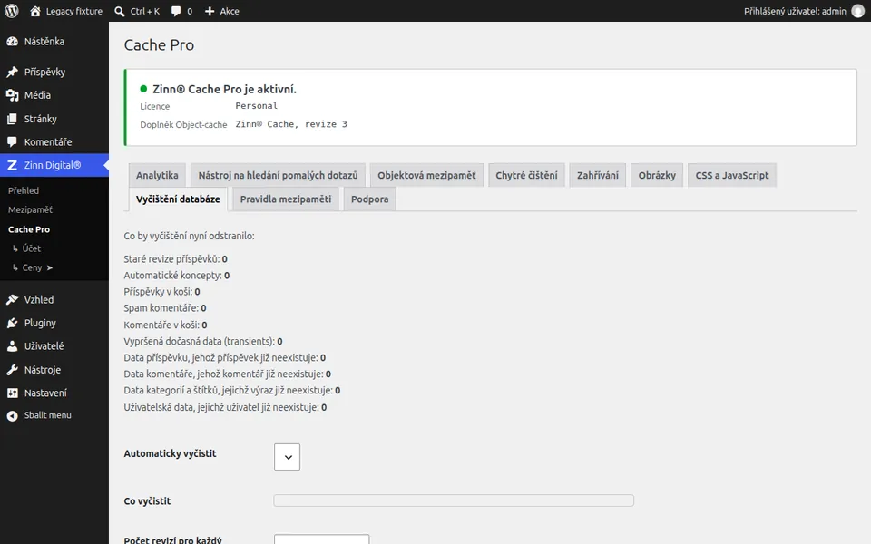 Vyčistit databázi WordPress