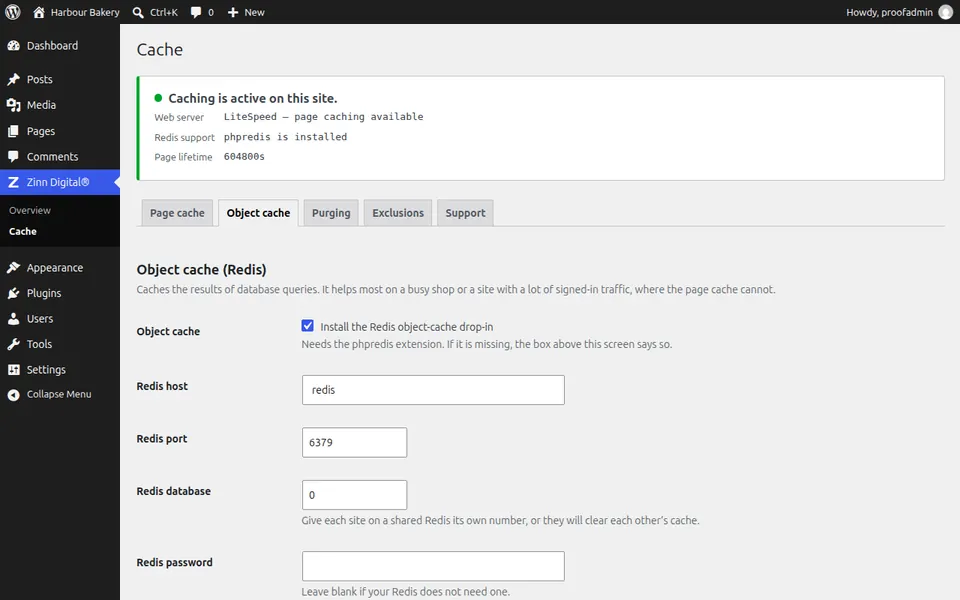 Turn on the Redis object cache for WordPress