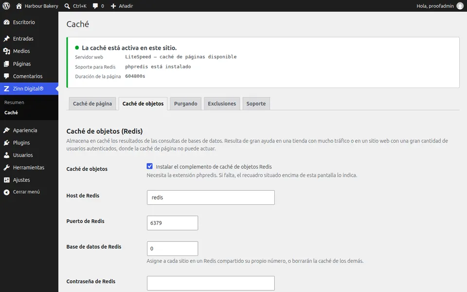 Active la caché de objetos Redis para WordPress