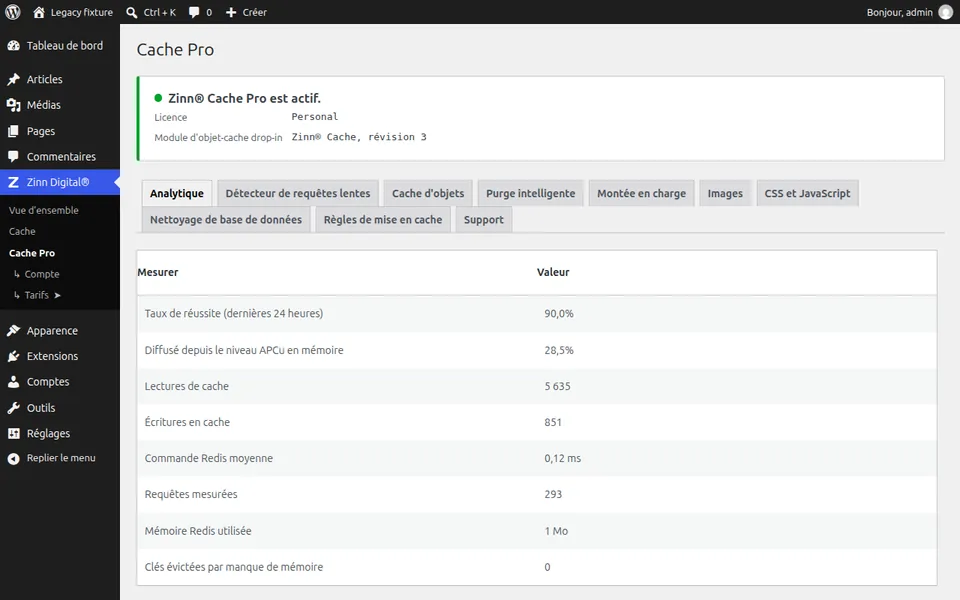 Installer Zinn® Cache Pro