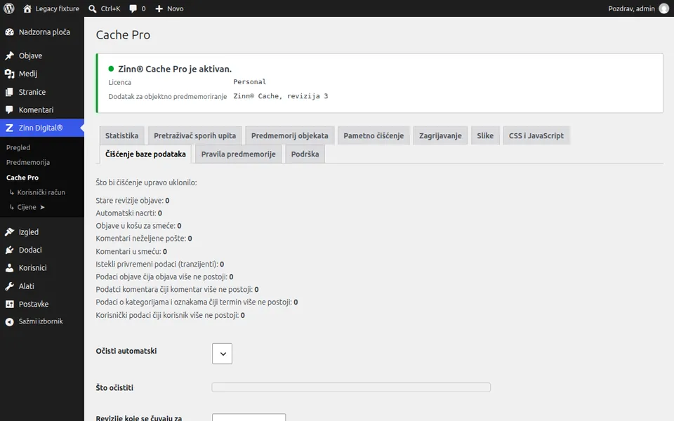 Očistite WordPress bazu podataka