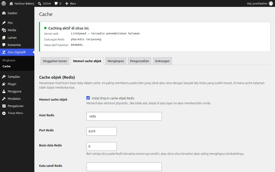 Aktifkan cache objek Redis untuk WordPress