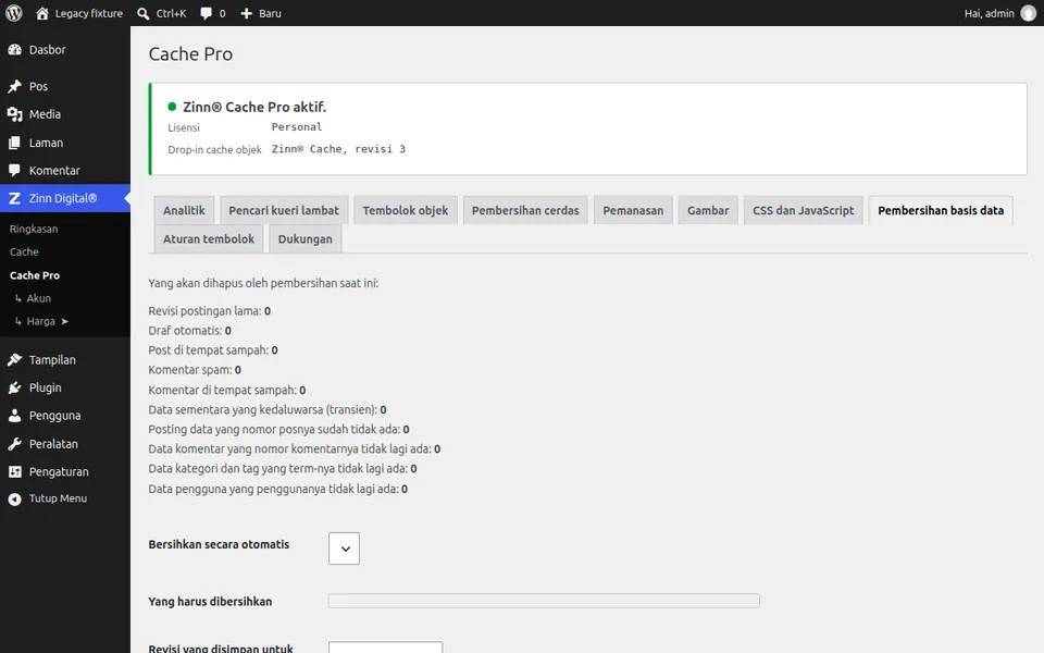 Bersihkan basis data WordPress