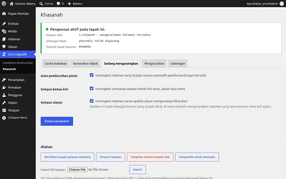 Cara mengosongkan cache dalam WordPress