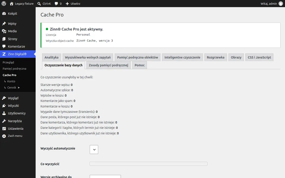 Oczyść bazę danych WordPress