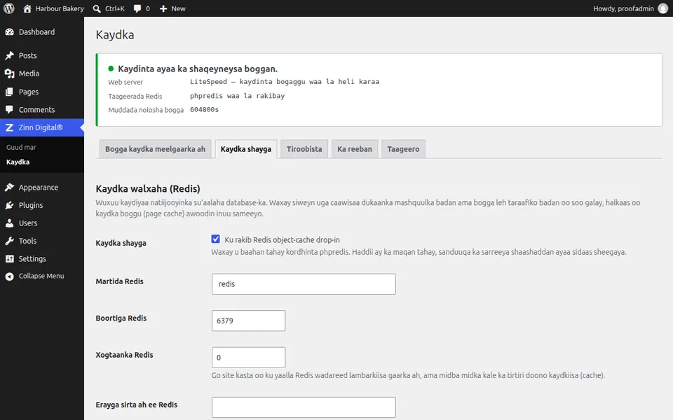 Daar kaydka shayga Redis ee WordPress