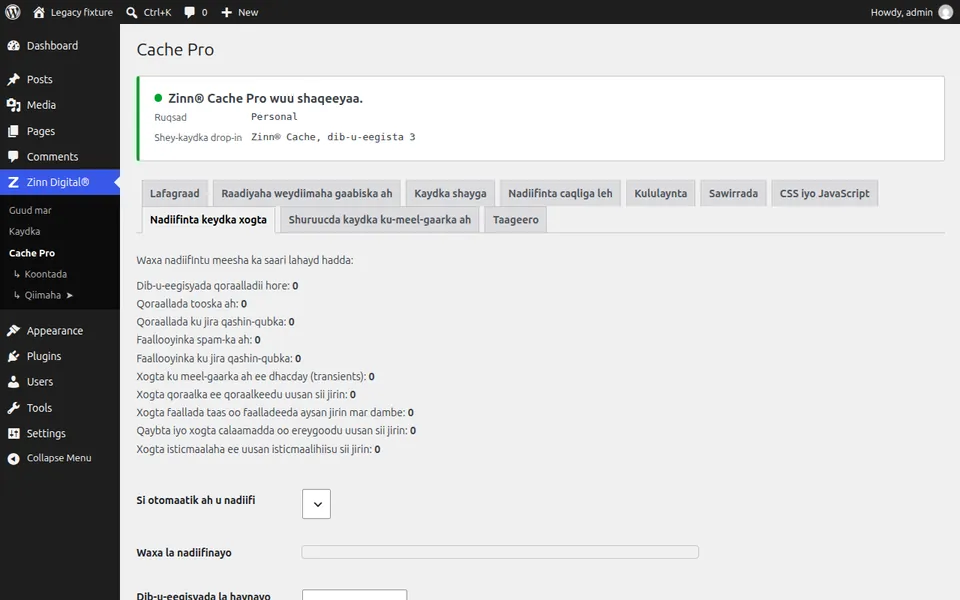 Nadiifi keydka xogta WordPress