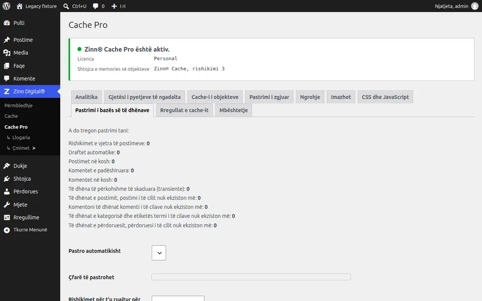 Pastroni bazën e të dhënave të WordPress