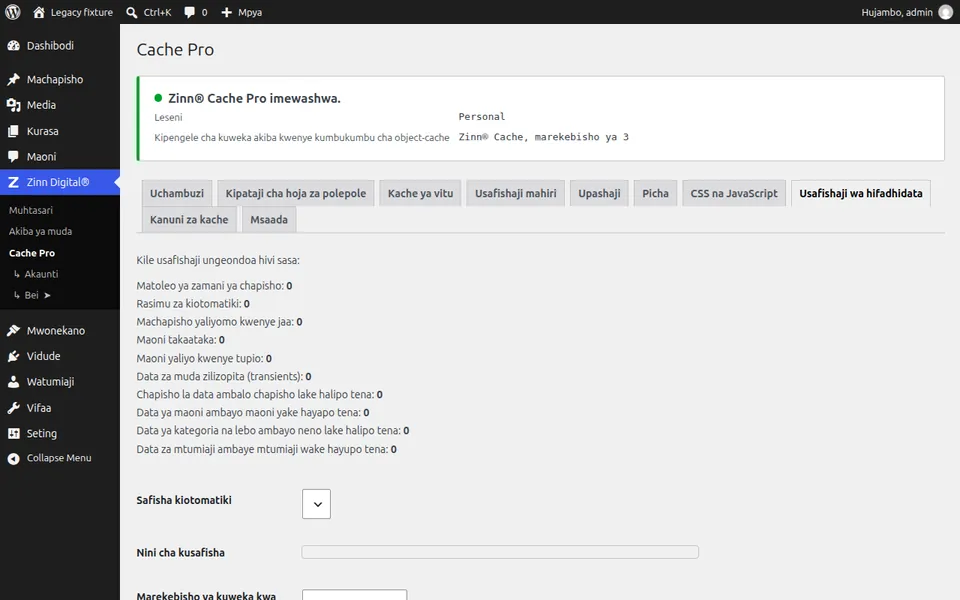 Safisha hifadhidata ya WordPress