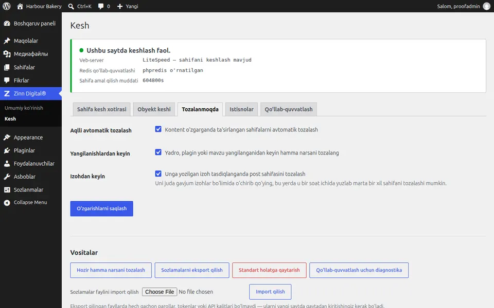 WordPress-da keshni qanday tozalash kerak