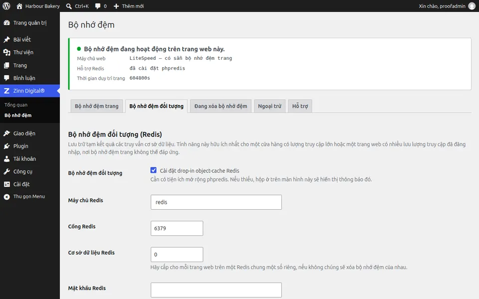 Bật bộ nhớ đệm đối tượng Redis cho WordPress