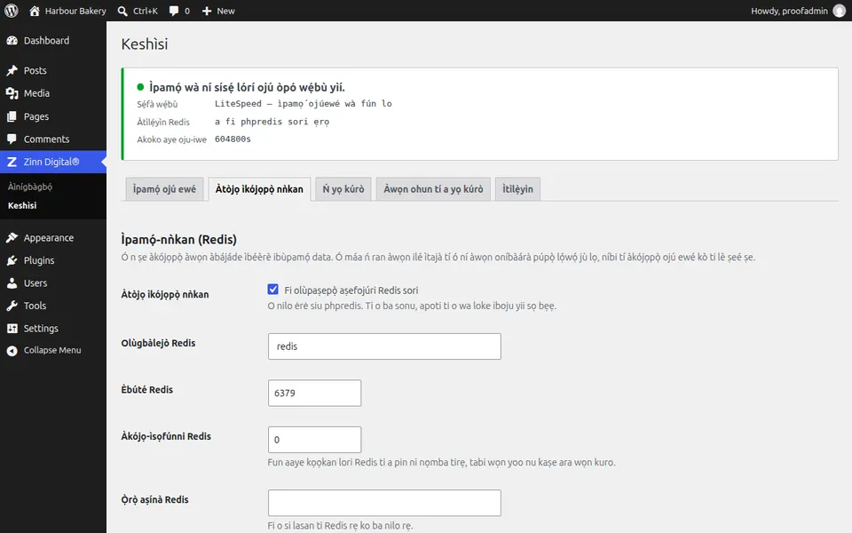 Tan kaṣi ohun Redis fun WordPress