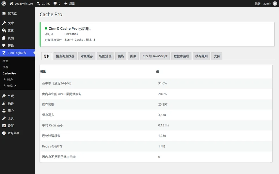 Zinn® Cache Pro:查看缓存的运行情况